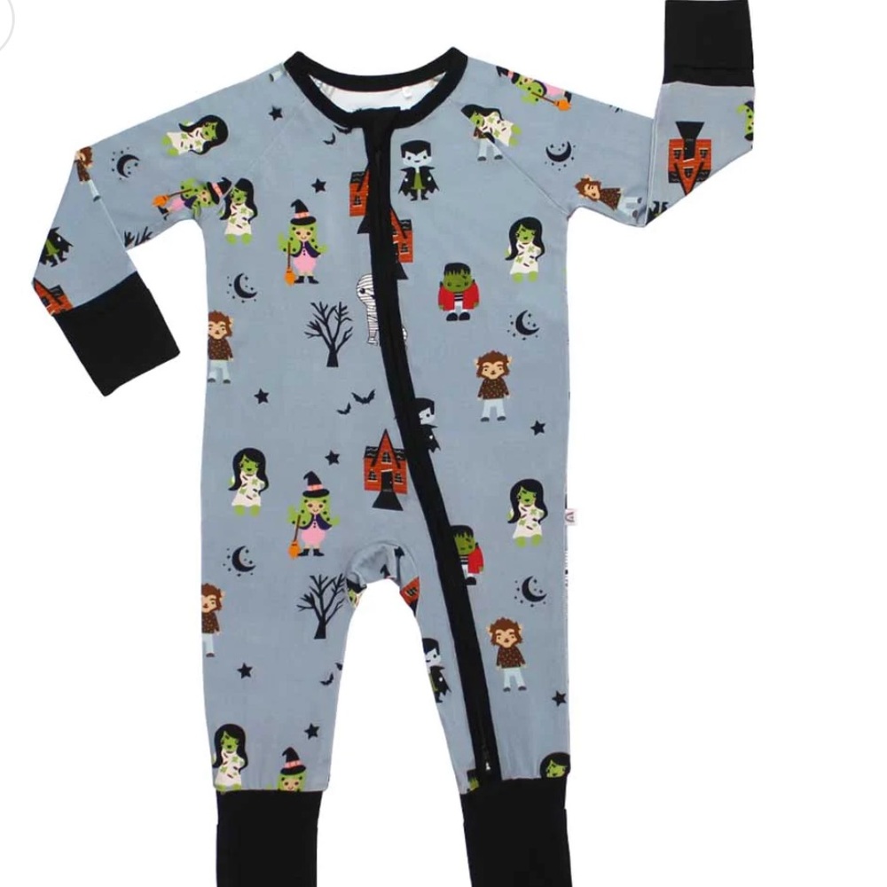 Kids Halloween Monster Pajamas - Blue and Black